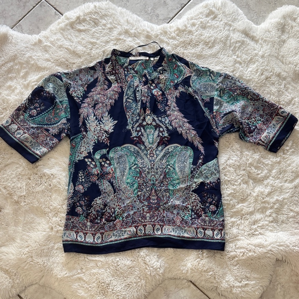 Violet & Claire Blouse - Navy and Teal